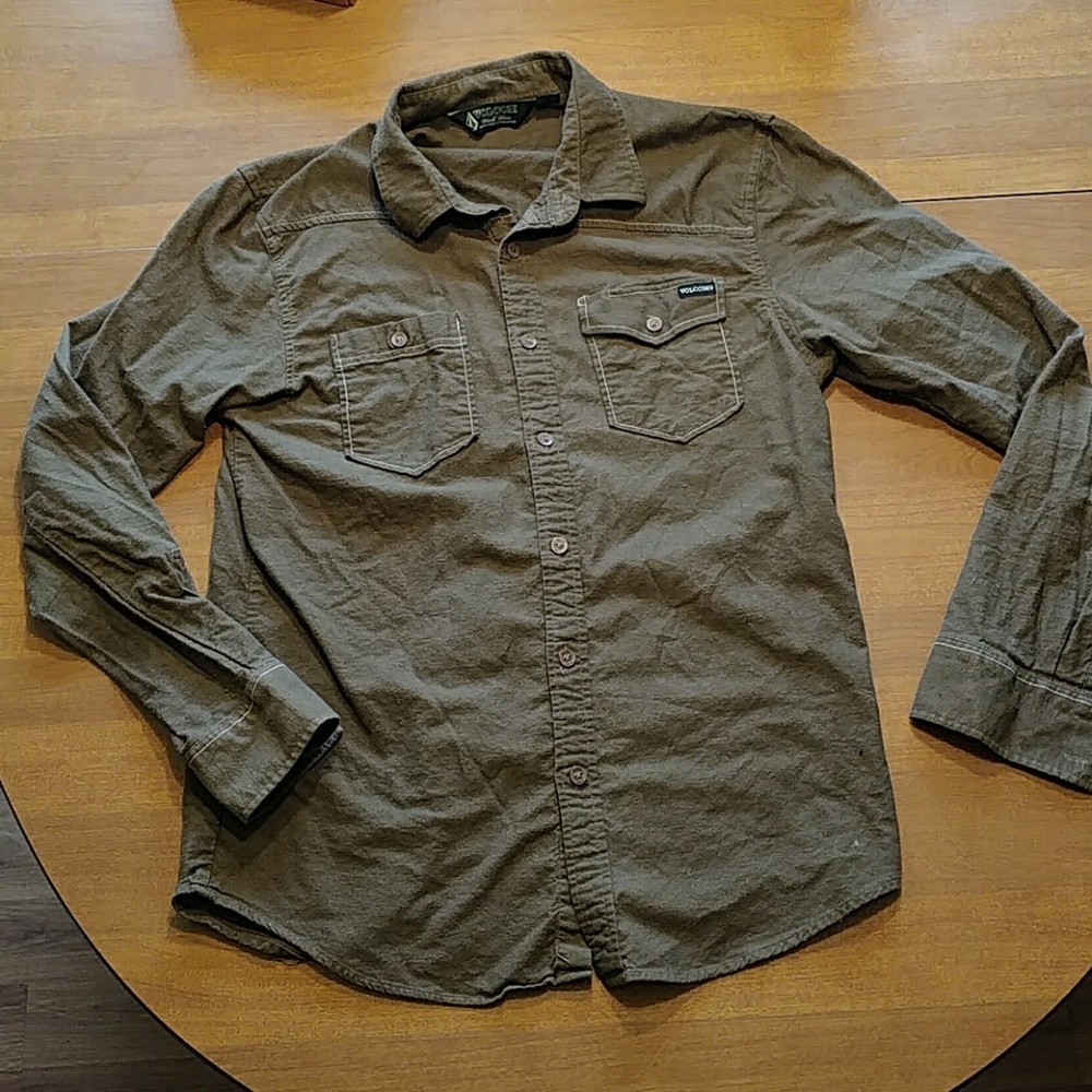 Volcom stone brown flannel work shirt button up